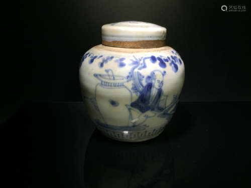 A BLUE&WHITE TEA JAR