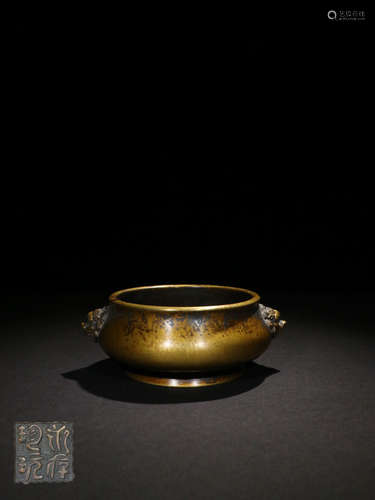 A BRONZE EAR CENSER