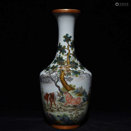 17-19TH CENTURY, A PAIR OF STORY DESIGN PORCELAIN VASE, QING DYNASTY
