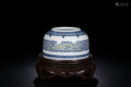 17-19TH CENTURY, A DRAGON PATTERN PORCELAIN WATER POT , QING DYNASTY