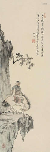 溥儒（1896～1963）  寒山立马寻河道 镜框 设色纸本