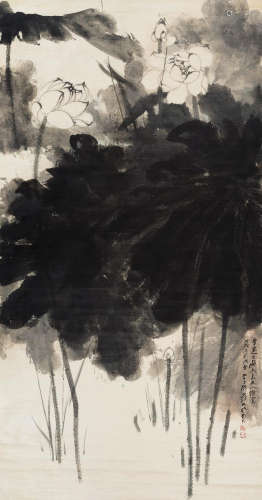 张大千（1899～1983）  1958年作 玉殿清荷图 立轴 水墨纸本