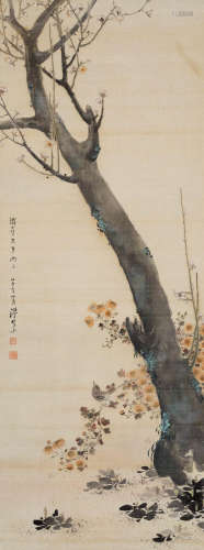 陈树人（1881～1948）  1936年作 桃花翠鸟 立轴 设色绢本