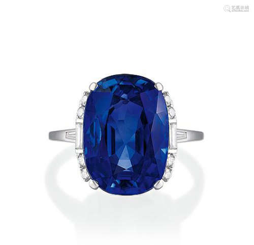 11.63克拉 天然「缅甸」蓝宝石 配 钻石 戒指，未经加热