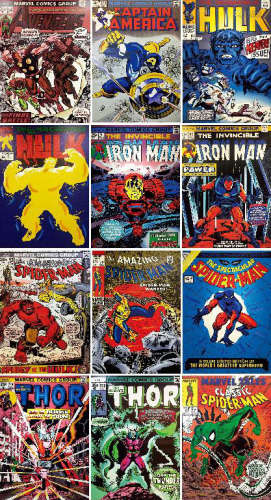 斯坦·李（1922～2018）  2015年作 漫威超级英雄漫画封面 （一套十二件） 布面手工装饰微喷版画