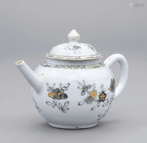 十八世紀 墨彩描金石榴花卉紋茶壺