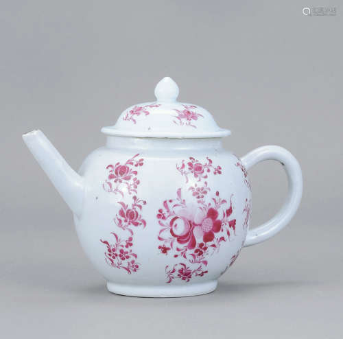 清 胭脂紅花卉紋茶壺