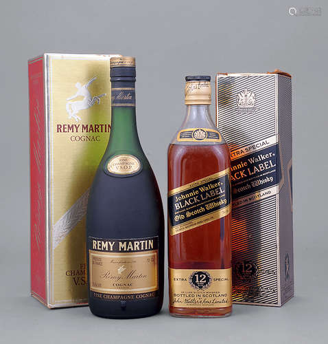 Black Label 12年 連 Remy Martell VSOP Cognac