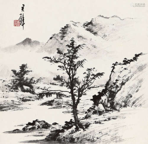 黃君璧 山水 水墨紙本-鏡心