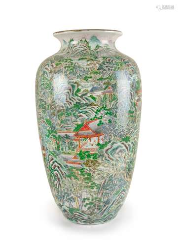 A LARGE RARE JAPANESE MOUNTAIN LANDSCAPE VASE