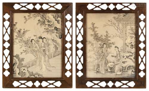 PAIR OF FRAMED CHINESE PAINTING