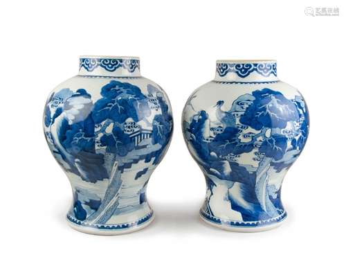 A PAIR OF BLUE AND WHITE 