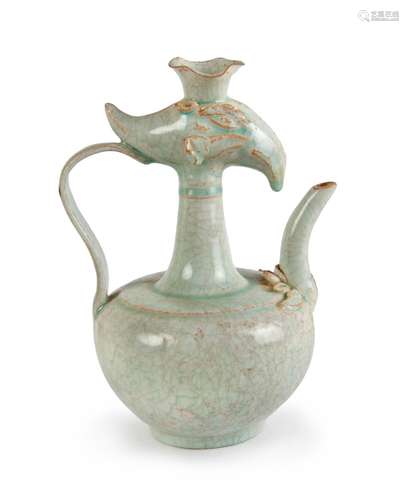 A YINGQING-GLAZED PHOENIX-HEAD EWER