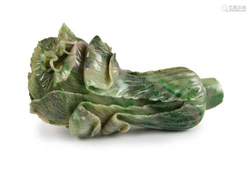 A JADE CARVING OF A CHINESE CABBAGE