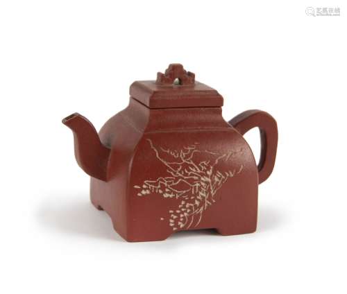YIXING SQUARE TEA POT AND COVER