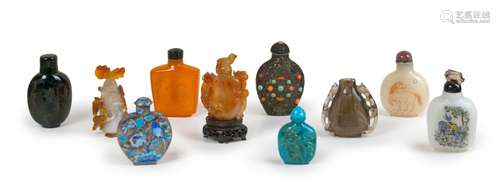 GROUP OF TEN SNUFF BOTTLES