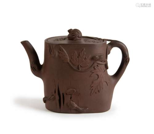YIXING CLAY TEA POT WITH PLAYFULL SQUIRRELS