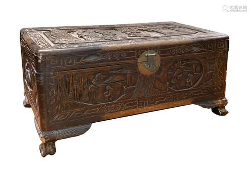 CHINESE CARVED CAMPHORWOOD CHEST