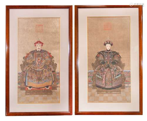 PAIR OF FRAMED CHINESE PORTRAITS