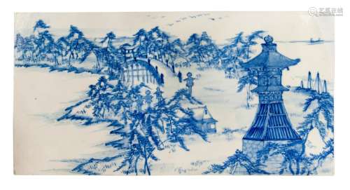 CHINESE BLUE AND WHITE PORCELAIN PLAQUE