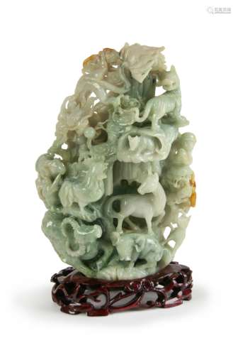 CARVED JADE MOUNTAIN OF THE ZODIAC