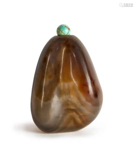 CHINESE HOLLOWED OUT AGATE STONE SNUFF BOTTLE