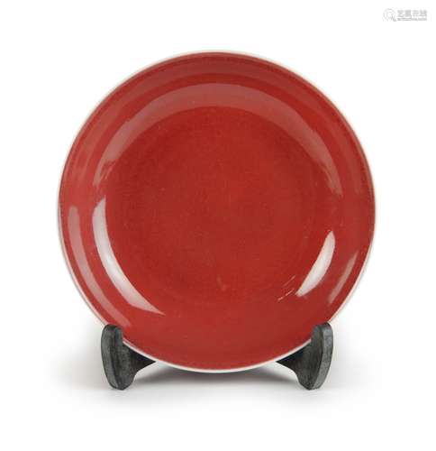 A COPPER-RED-GLAZED DISH, QING DYNASTY