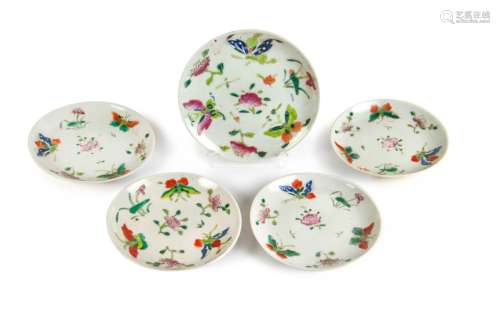 SET OF FIVE BUTTERFLY DISHES