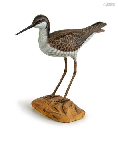 WOOD CARVED SANDERLING BIRD