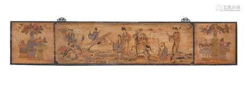 CHINESE PAINTED WOOD PANEL IMMORTALS