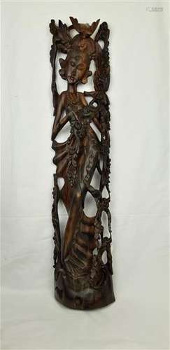 CARVED WOOD PANELS OF A  LADY