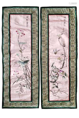 PAIR OF EMBROIDERY SECTIONS