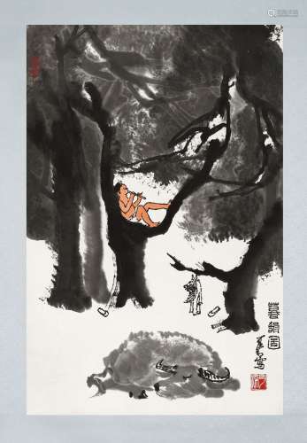 李可染(1907-1989) 暮韵图    立轴 设色纸本