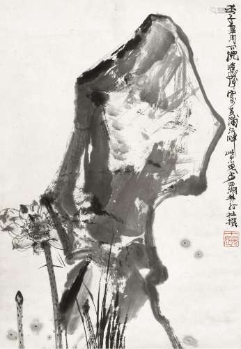 程十发(1921-2007) 西湖小景   壬子（1972年）作 立轴 水墨纸本