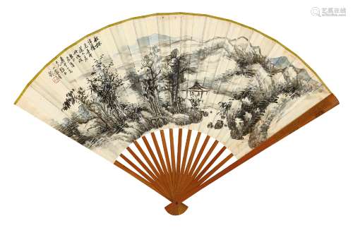 金心兰(1841-1915) 秋林话旧 郑宜穀 咏花诗十四首  成扇 设色纸本