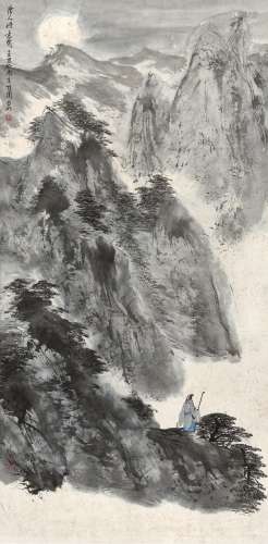亚明(1924-2002) 唐人诗意   乙丑（1985年）作 立轴 设色纸本