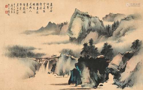 顾媚画，黄君璧题 岩空谷逈野云深 壬子（1972年）作 镜心 设色纸本