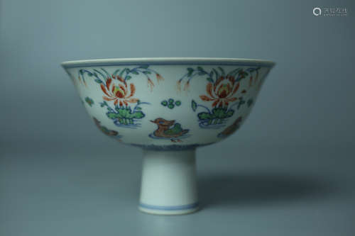 A TALL AND DOUCAI PORCELAIN BOWL