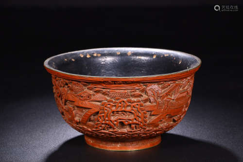 A BRONZE RED LACQUER BOWL