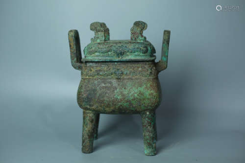 A BRONZE CENSER WITH SHANG DYNASTY MARKING