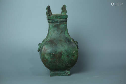 A BRONZE VASE WITH WESTERN HAN DYNASTY MARKING