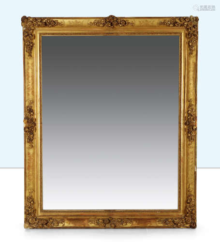 19世纪中期木质镀金雕花灰泥壁镜