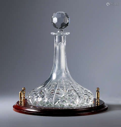 20世纪 英国水晶玻璃红酒瓶及木托