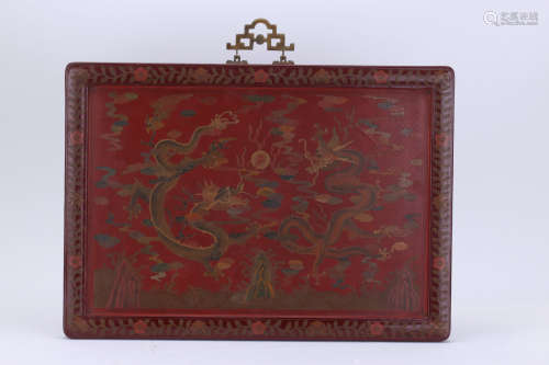 A Chinese Carved Tixi Lacquer Wall Screen