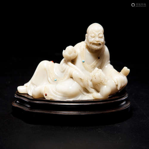 A Chinese Carved Jade Figure Decoration