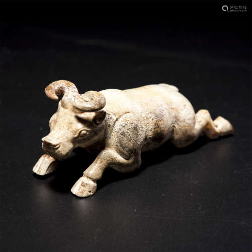 A Chinese Carved Jade Bull