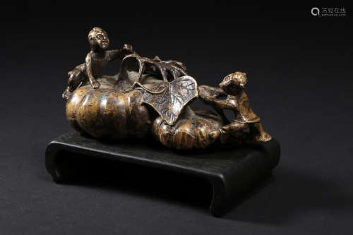 A Chinese Bronze Figure Paper Weight
