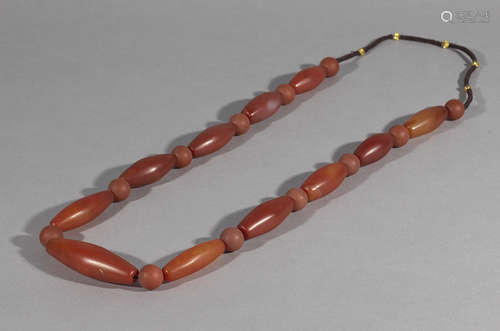 A Chinese Carved Agate Necklace