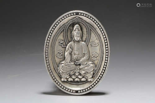 A Chinese Carved Silver Pendant