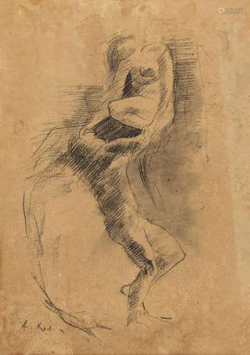 奥古斯特·罗丹（1840～1917） 人体研究 炭笔素描